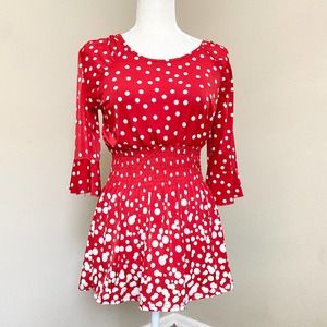 Ace Fashion red polka dot elastic waist mini dress size Medium